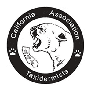 Logo of California Association of Taxidermists with a roaring cougar.